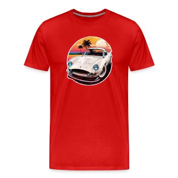 Oldtimer Sonnenuntergang - Männer Premium Bio T-Shirt - Rot - Vorne - Damien (186cm)