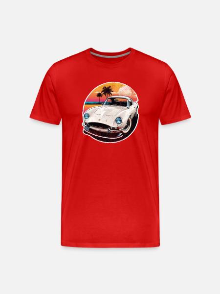 Oldtimer Sonnenuntergang - Männer Premium Bio T-Shirt - Rot