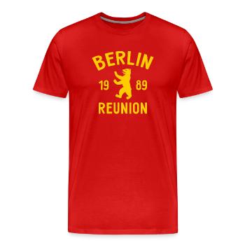 Berlin - 1989 - La Réunion - Berliner Bär - T-shirt bio Premium Homme - rouge - Devant - Damien (186cm)