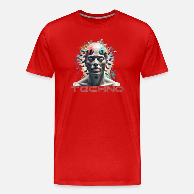 Techno Drogen Geschenk Geschenkidee - Männer Premium Bio T-Shirt - Rot