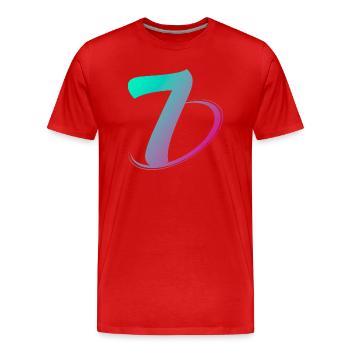 Nummer 7 mehrfarbig - Männer Premium Bio T-Shirt - Rot - Vorne - Damien (186cm)