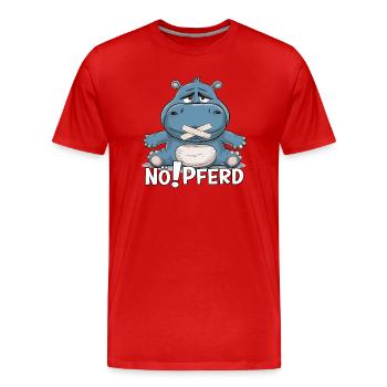 Nöpferd Nö! Nein! Nielpferd Hippo frech Comic - Männer Premium Bio T-Shirt - Rot - Vorne - Damien (186cm)