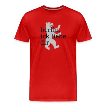 berlin, ick liebe dir. - Dialekt - Mundart - Männer Premium Bio T-Shirt - Rot - Vorne - Damien (186cm)