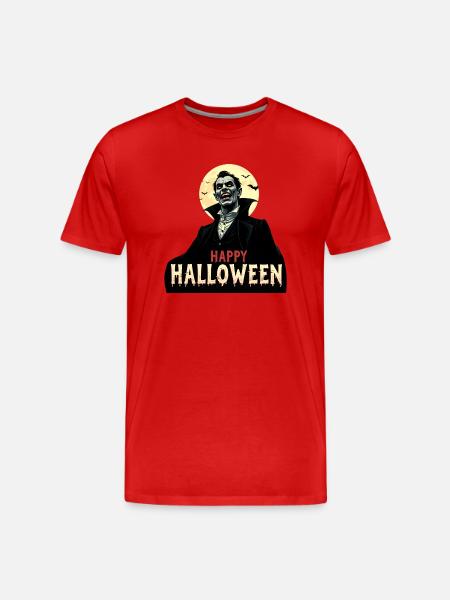 Draculas Halloween-Gruß - Männer Premium Bio T-Shirt - Rot