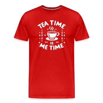 Tea Time is Me Time - Men's Premium Organic T-Shirt - red - Front - Damien (186cm)