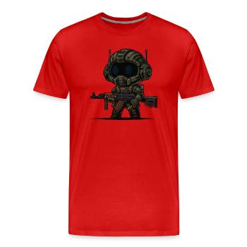 kleiner süsser russischer futuristischer soldat - Männer Premium Bio T-Shirt - Rot - Vorne - Damien (186cm)