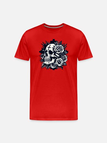 Skull among roses - Men's Premium Organic T-Shirt - red