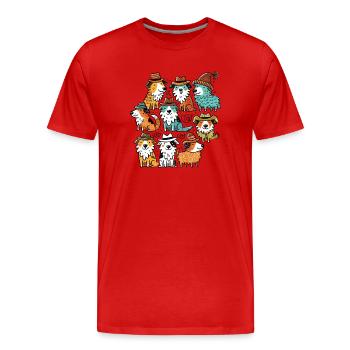 Herding dogs with style and hat - Men's Premium Organic T-Shirt - red - Front - Damien (186cm)