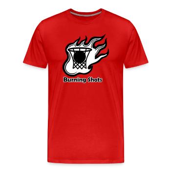 Basketball in Flammen - Design mit brennenden Schüssen - Männer Premium Bio T-Shirt - Rot - Vorne - Damien (186cm)