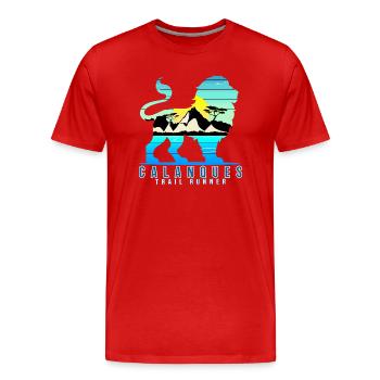 Calanque lion, Trail runner, sport, adventure - Men's Premium Organic T-Shirt - red - Front - Damien (186cm)