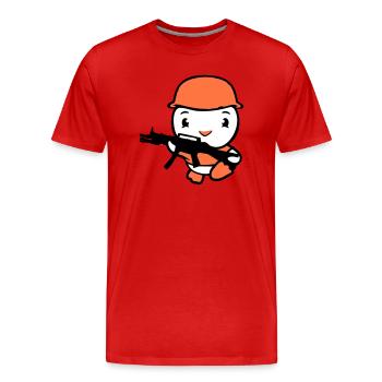 Ente Soldat Armee Berufssoldat Helm Waffe rennt - Männer Premium Bio T-Shirt - Rot - Vorne - Damien (186cm)