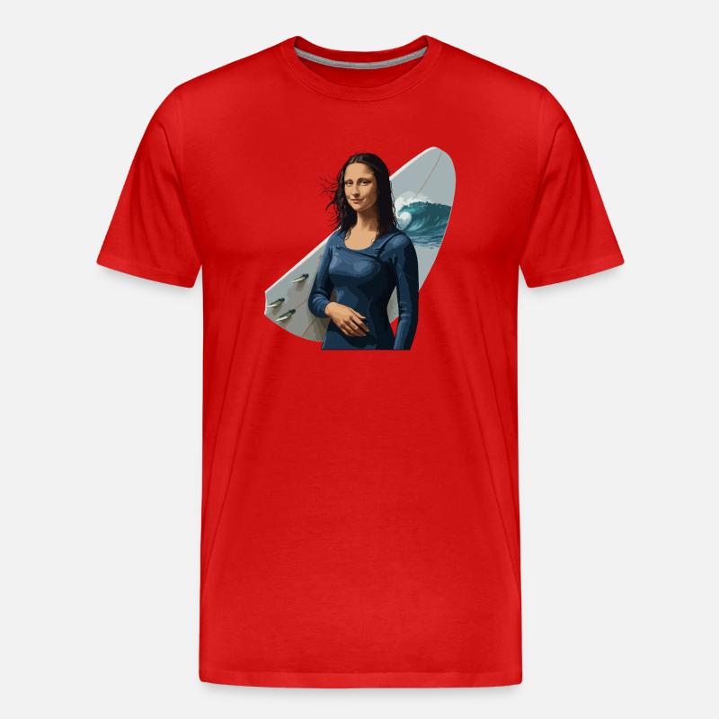 Mona Lisa Surf Babe - Männer Premium Bio T-Shirt - Rot