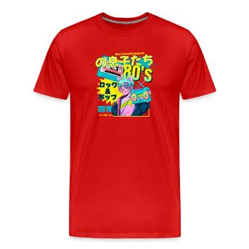 Music from the 80s - Eighties- Musik - Achtziger - Männer Premium Bio T-Shirt - Rot - Vorne - Damien (186cm)