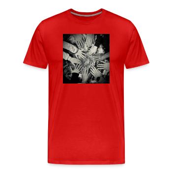 All in our Hands - Men's Premium Organic T-Shirt - red - Front - Damien (186cm)