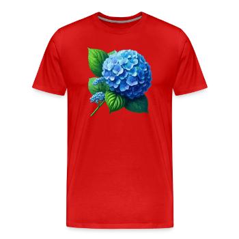 Hortensienblau - Männer Premium Bio T-Shirt - Rot - Vorne - Damien (186cm)