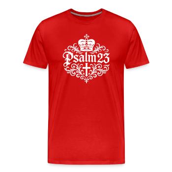 Psalm 23 Bible Verse - Men's Premium Organic T-Shirt - red - Front - Damien (186cm)