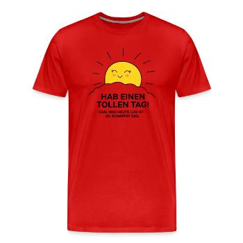 Bonne humeur et lonnenschein - T-shirt bio Premium Homme - rouge - Devant - Damien (186cm)