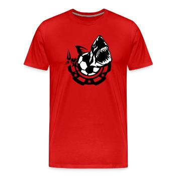 football football shark logo drawing club - Men's Premium Organic T-Shirt - red - Front - Damien (186cm)
