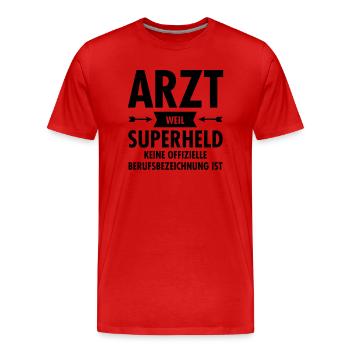 Arzt Superheld - Men's Premium Organic T-Shirt - red - Front - Damien (186cm)