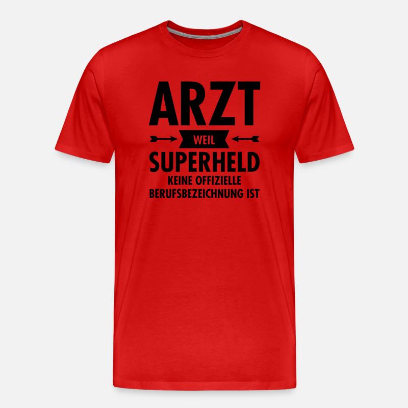 Arzt - Superheld - Männer Premium Bio T-Shirt - Rot