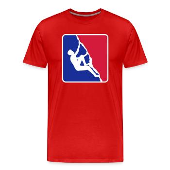 quadrat rot blau logo freeclimber gipfelstuermer k - Männer Premium Bio T-Shirt - Rot - Vorne - Damien (186cm)