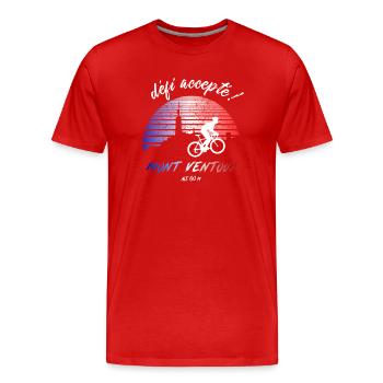 Road bike cycling Mont Ventoux? Défi accepté ! - Men's Premium Organic T-Shirt - red - Front - Damien (186cm)