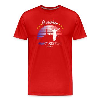 Road bike and cycling Mont Ventoux: Finisher ! - Men's Premium Organic T-Shirt - red - Front - Damien (186cm)