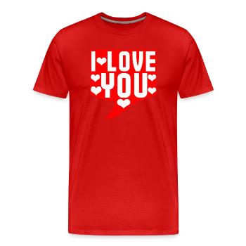 je t'aime bulle de discussion cadeau couple - T-shirt bio Premium Homme - rouge - Devant - Damien (186cm)