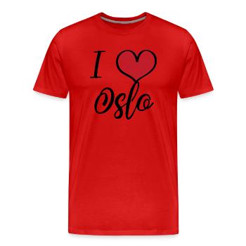 J’aime Oslo - T-shirt bio Premium Homme - rouge - Devant - Damien (186cm)