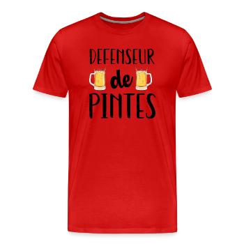 Défenseur de pintes cadeau humour football - T-shirt bio Premium Homme - rouge - Devant - Damien (186cm)