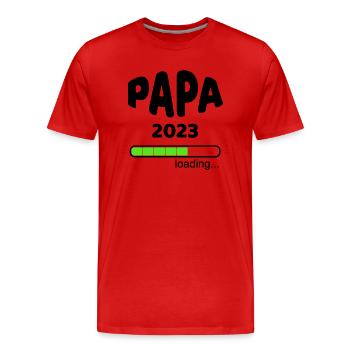 Papa 2023 Geburt Schwangerschaft Babypinkeln Idee - Männer Premium Bio T-Shirt - Rot - Vorne - Damien (186cm)