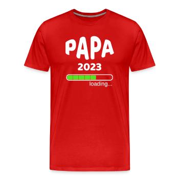 Papa 2023 Geburt Schwangerschaft Babypinkeln Idee - Männer Premium Bio T-Shirt - Rot - Vorne - Damien (186cm)