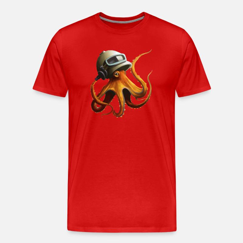 Krake Oktopus mit Helm Geschenkidee - Männer Premium Bio T-Shirt - Rot