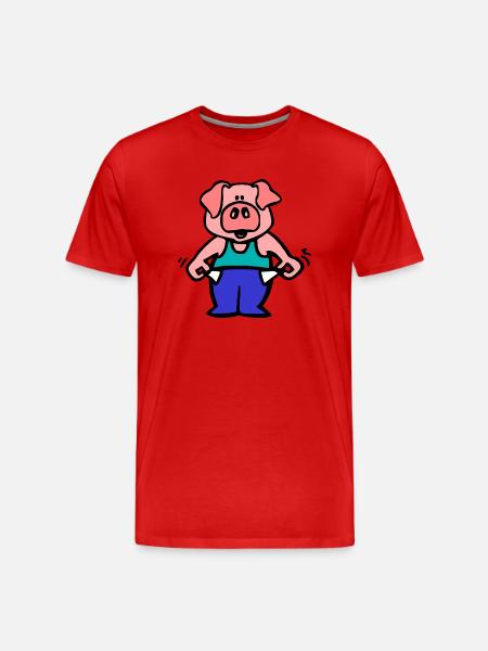 armes Schwein - Männer Premium Bio T-Shirt - Rot