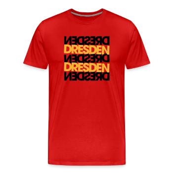 Dresden - Ultras - Schrift -Gespiegelt - Männer Premium Bio T-Shirt - Rot - Vorne - Damien (186cm)