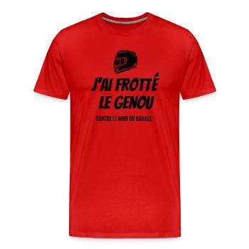 j'ai frotté le genou - T-shirt bio Premium Homme - rouge - Devant - Damien (186cm)