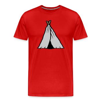 Primitive Tent Excursion Trip - Men's Premium Organic T-Shirt - red - Front - Damien (186cm)