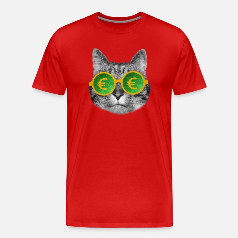 Lunettes d’argent pour chat - T-shirt bio Premium Homme - rouge