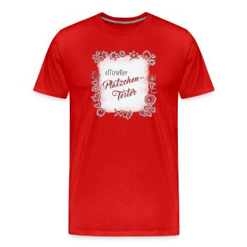 Offizieller Plätzchen Tester - Männer Premium Bio T-Shirt - Rot - Vorne - Damien (186cm)