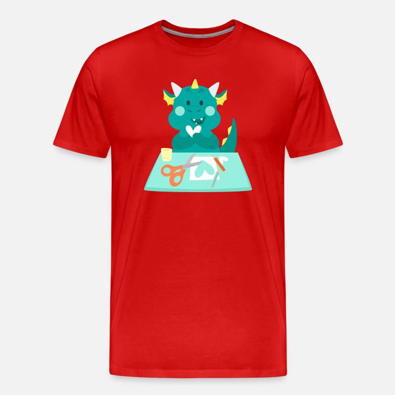 Drache an einer Handwerksstation - Männer Premium Bio T-Shirt - Rot