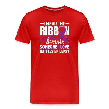 Epilepsy Awareness Women Purple Ribbon - Men's Premium Organic T-Shirt - red - Front - Damien (186cm)