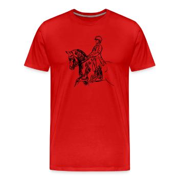 cheval et son cavalier - T-shirt bio Premium Homme - rouge - Devant - Damien (186cm)