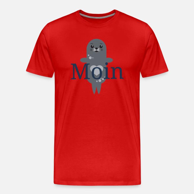 süße Robbe Moin - Männer Premium Bio T-Shirt - Rot