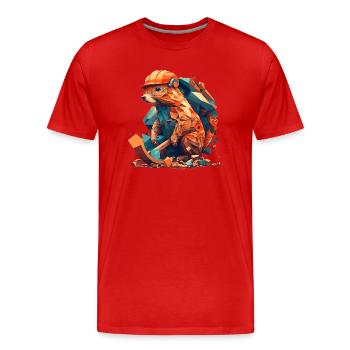 Beaver works on the construction site - Men's Premium Organic T-Shirt - red - Front - Damien (186cm)