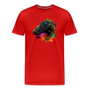 Velociraptor Dino spiritual gift - Men's Premium Organic T-Shirt - red - Front - Damien (186cm)