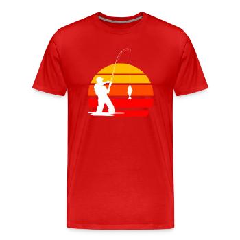 Angler Vintage Sunset Retro - T-shirt bio Premium Homme - rouge - Devant - Damien (186cm)