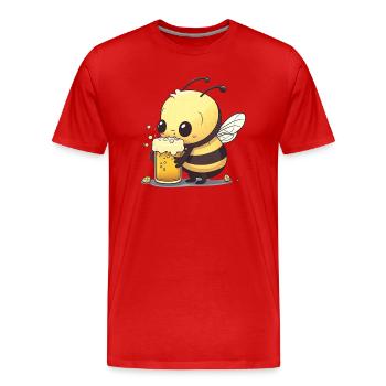 Abeille mignonne avec de la bière. - T-shirt bio Premium Homme - rouge - Devant - Damien (186cm)