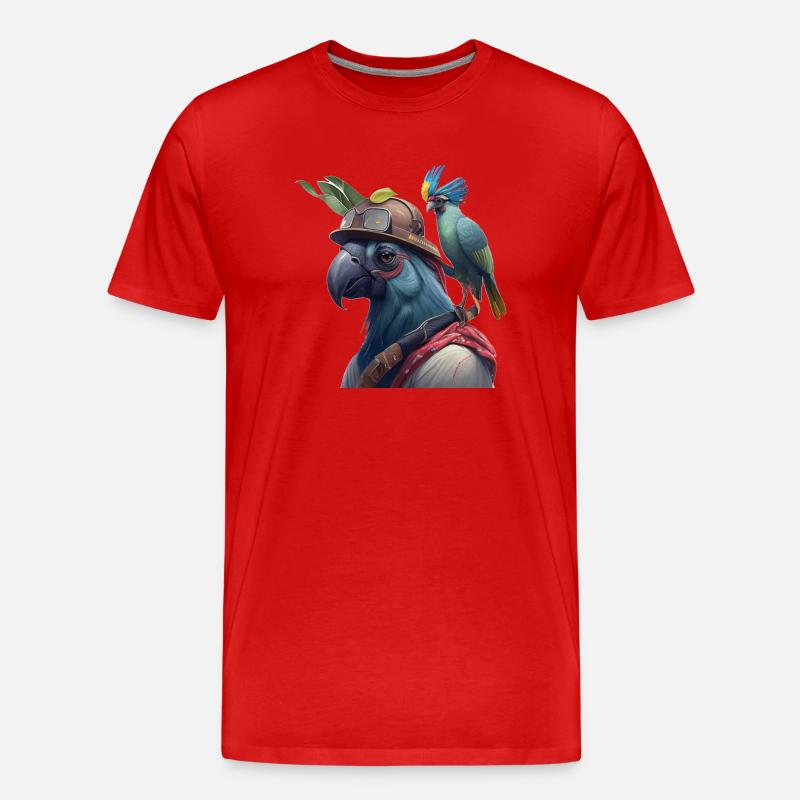 Papageienkopf Geschenk - Männer Premium Bio T-Shirt - Rot