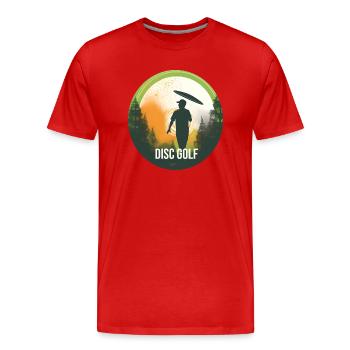 Disc Golf Design - Männer Premium Bio T-Shirt - Rot - Vorne - Damien (186cm)