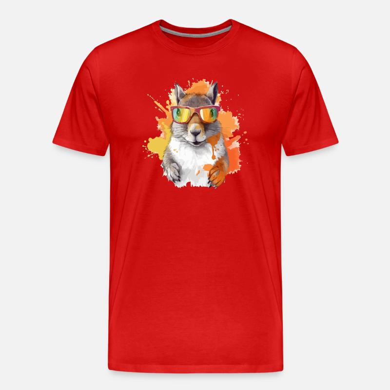 Tom, das Eichhörnchen mit Brille - Männer Premium Bio T-Shirt - Rot
